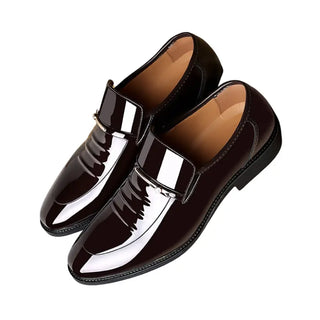 Mocassins en cuir vernis marron pour homme