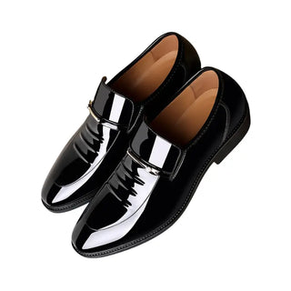 Mocassins en cuir vernis noir pour homme