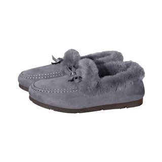 Mocassins souples en fourrure grise pour femme et pour l'hiver