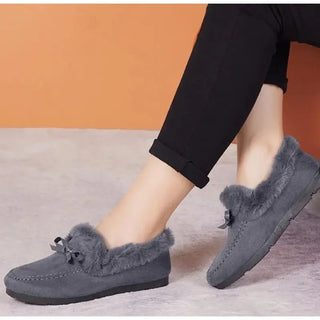 Mocassins souples en fourrure grise pour femme et pour l'hiver