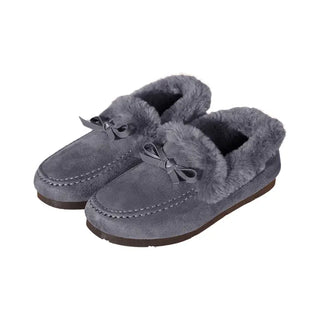 Mocassins souples en fourrure grise pour femme et pour l'hiver