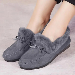 Mocassins souples en fourrure grise pour femme et pour l'hiver