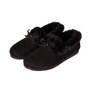 Mocassins souples en fourrure noire pour femme et pour l'hiver