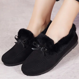 Mocassins souples en fourrure noire pour femme et pour l'hiver