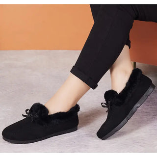 Mocassins souples en fourrure noire pour femme et pour l'hiver