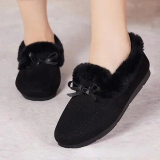 Mocassins souples en fourrure noire pour femme et pour l'hiver