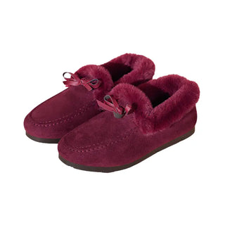 Mocassins souples en fourrure violette pour femme et pour l'hiver