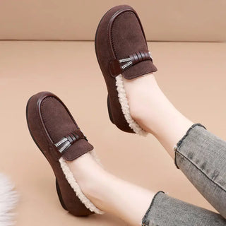 Mocassins marron en moumoute pour femme et pour l'hiver