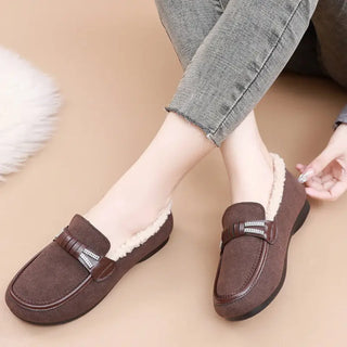 Mocassins marron en moumoute pour femme et pour l'hiver