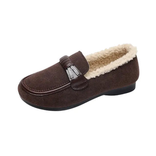 Mocassins marron en moumoute pour femme et pour l'hiver