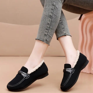 Mocassins noir en moumoute pour femme et pour l'hiver