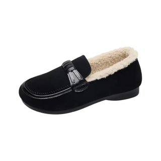 Mocassins noir en moumoute pour femme et pour l'hiver