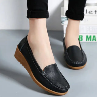 Mocassins souples en cuir noir pour femme