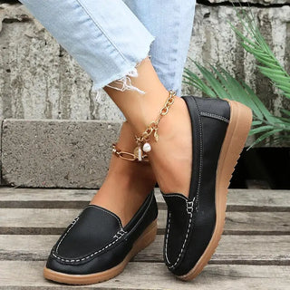 Mocassins souples en cuir noir pour femme