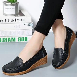 Mocassins souples en cuir noir pour femme