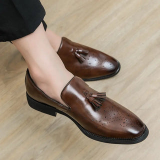 Mocassins à gland en cuir marron pour homme