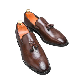 Mocassins à gland en cuir marron pour homme