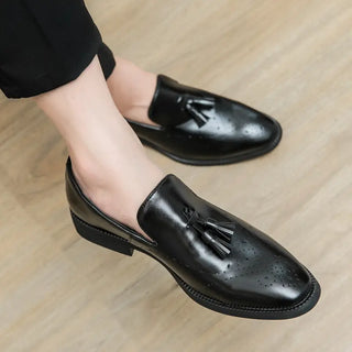 Mocassins à gland en cuir noir pour homme