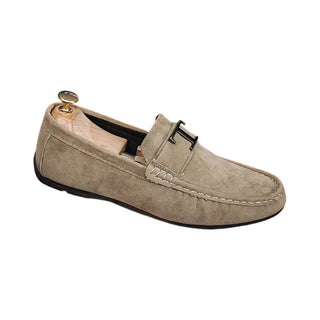 Mocassins beiges pour homme en daim