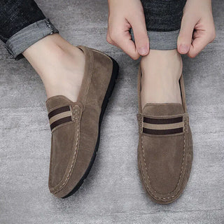 Mocassins beiges tendance en daim pour homme