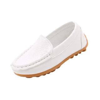 Mocassins blancs en cuir souple pour enfant