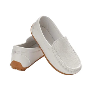 Mocassins blancs en cuir souple pour enfant