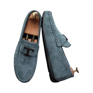 Mocassins bleus pour homme en daim