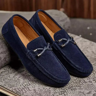 Mocassins bleu marine pour homme en daim