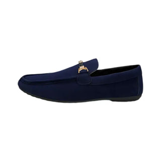 Mocassins bleu marine en daim pour homme