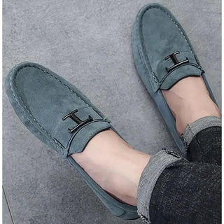 Mocassins bleus pour homme en daim