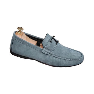 Mocassins bleus pour homme en daim