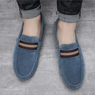 Mocassins bleus tendance en daim pour homme