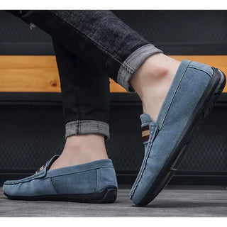 Mocassins bleus tendance en daim pour homme