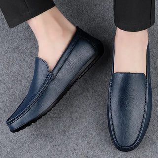 Mocassins de luxe en cuir bleu marine pour homme