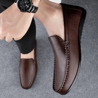 Mocassins de luxe en cuir marron pour homme