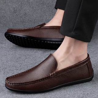 Mocassins de luxe en cuir marron pour homme