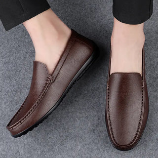 Mocassins de luxe en cuir marron pour homme