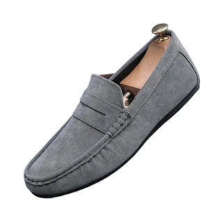 Mocassins gris en daim souple pour homme