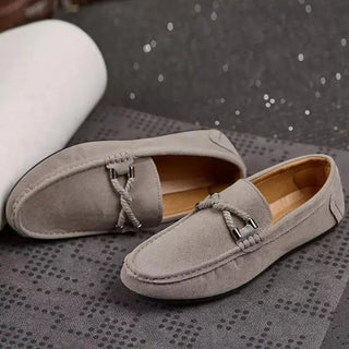 Mocassins gris pour homme en daim