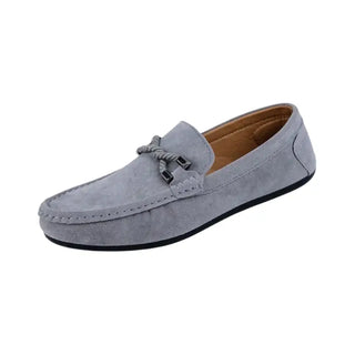 Mocassins gris pour homme en daim