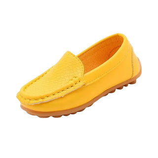 Mocassins jaunes en cuir souple pour enfant