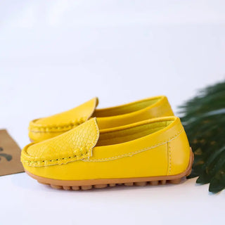 Mocassins jaunes en cuir souple pour enfant