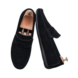 Mocassins noirs en daim souple pour homme