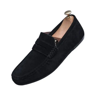 Mocassins noirs en daim souple pour homme