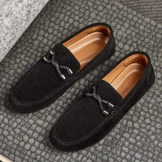 Mocassins de couleur noire pour homme en daim