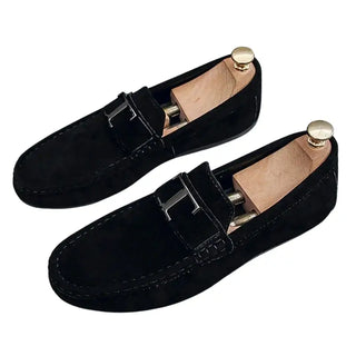 Mocassins noirs pour homme en daim