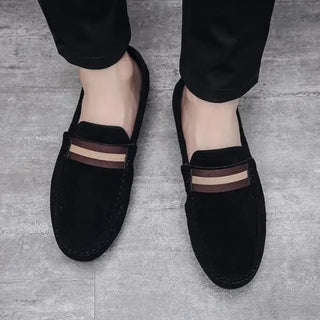 Mocassins noirs tendance en daim pour homme