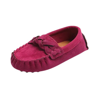 Mocassins roses en daim pour enfant fille