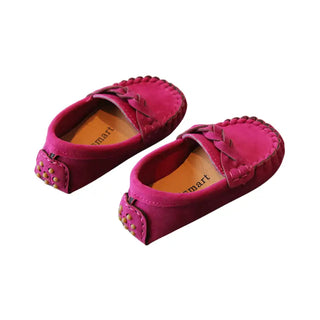 Mocassins roses en daim pour enfant fille