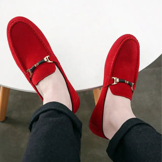 Mocassins rouges en daim pour homme